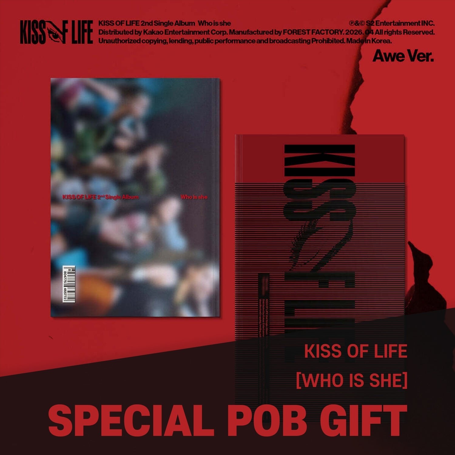 KISS OF LIFE - 2nd Single Album [Who is she] Awe Ver. / GIFT