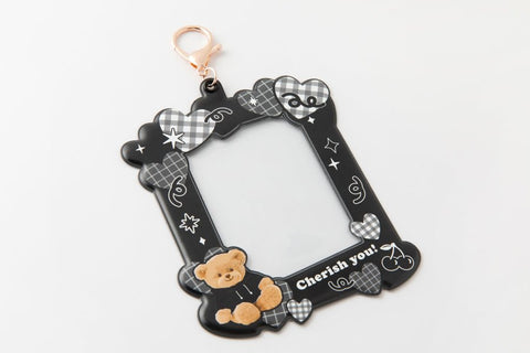 Photocard Holder Black Hoodie Bear Frame - Baro7 Best Kpop Store