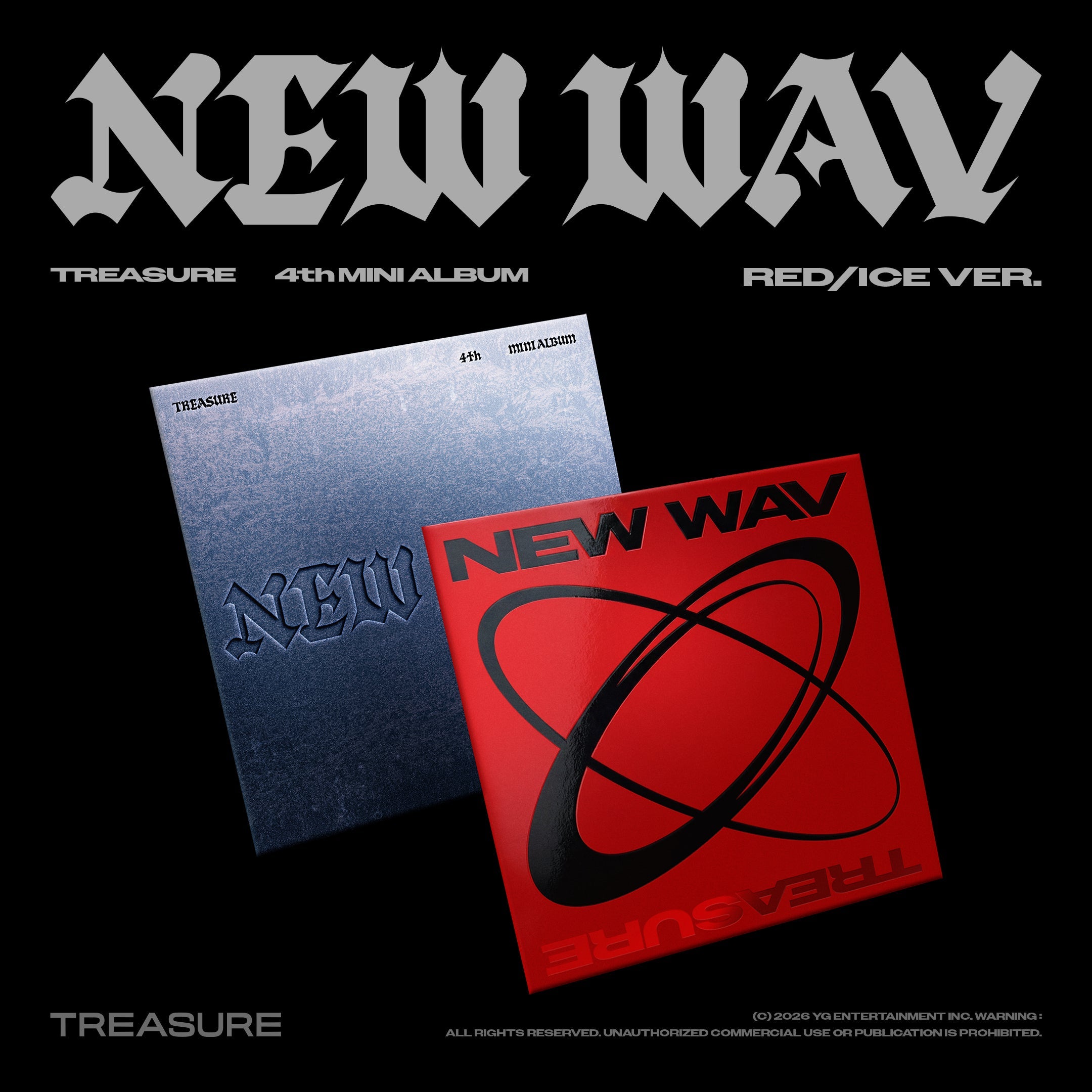 SET] TREASURE - 4th Mini Album [NEW WAV] RED/ICE Ver. - Baro7 Best
