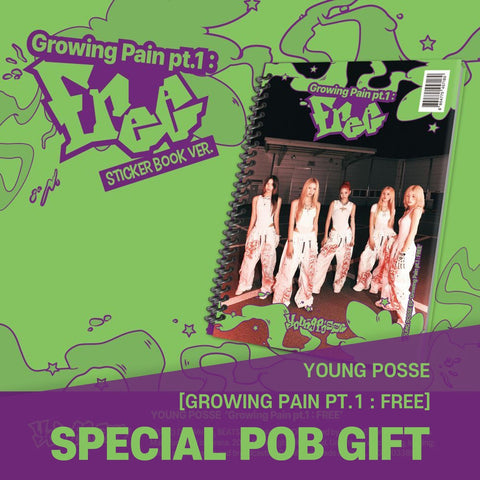 YOUNG POSSE - EP [Growing Pain pt.1 : FREE] Sticker Book Ver. / GIFT - Baro7 Best Kpop Store